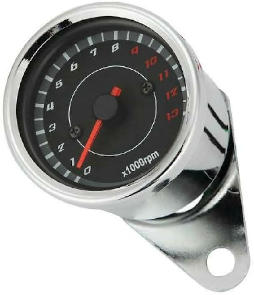 電気式 タコメーター バイク オートバイ 汎用 LED カスタムパーツ バックライト (シルバー)