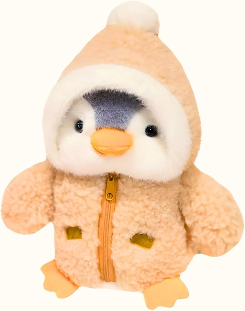 ぬいぐるみ おもちゃ 動物 ペンギン ふわふわ 癒し グッズ 子供 大人 誕生日 プレゼント (ブラウン, 小さめ)