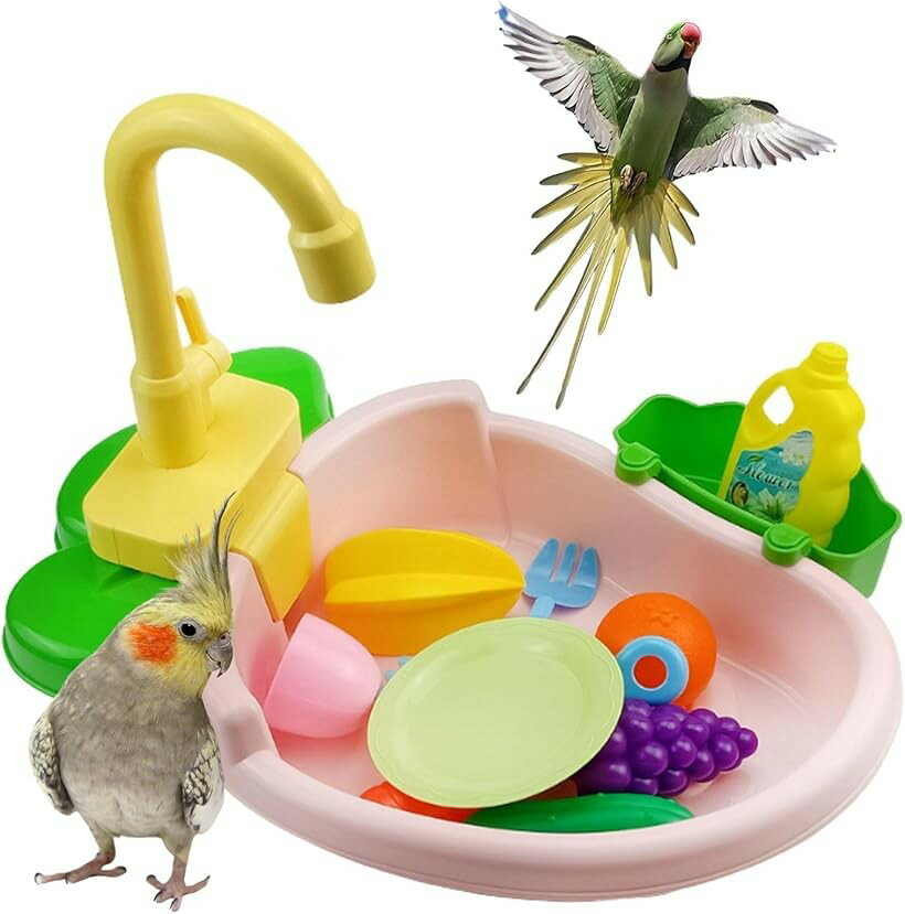 インコ 鳥 水浴び バードバス セキセイインコ 水浴び容器 小鳥のバスルーム (ピンク)