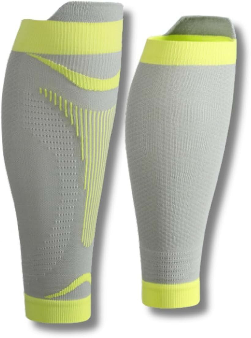 ふくらはぎサポーター スポーツ用 着圧 カーフスリーブ ランニング マラソン 登山 ウォーキング 速乾 通気 ナイロン 弾性 男女兼用 2枚セット (グレー, L)(4.0)