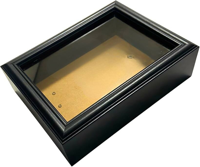 コレクションケース 標本キット 標本箱 昆虫採集 小型 木製 ディスプレイ (ブラック, 内径 13x18cm)