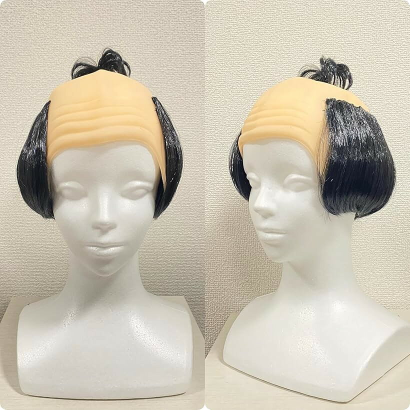 ホリックの侍 かつら ウィッグ 武士 コスプレ ハゲカツラ ちょんまげ 和装 コスチューム 衣装 ハロウィン 仮装 新年会 忘年会 日本 変装 (黒, フリーサイズ)｜アングル2