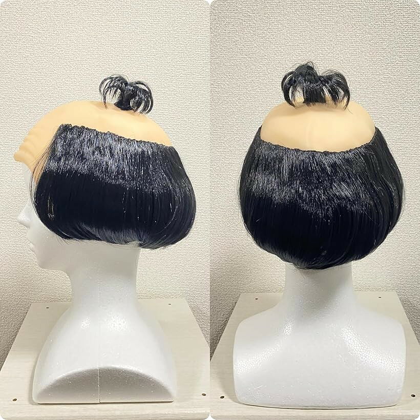 ホリックの侍 かつら ウィッグ 武士 コスプレ ハゲカツラ ちょんまげ 和装 コスチューム 衣装 ハロウィン 仮装 新年会 忘年会 日本 変装 (黒, フリーサイズ)｜アングル3