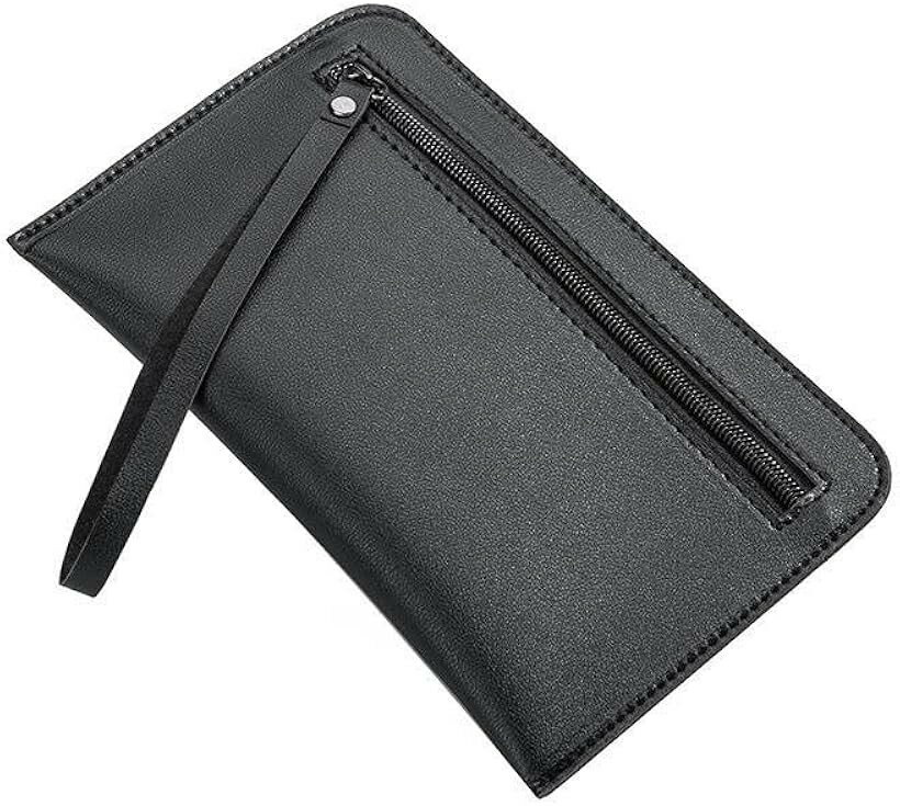 クラッチバッグ 超スリム PUレザー 長財布 リストレット付き 薄型 セカンドバッグ ウォレットポーチ ジッパー開閉 毛皮テクスチャ加工 ユニセックス メンズ レディース (ブラック)