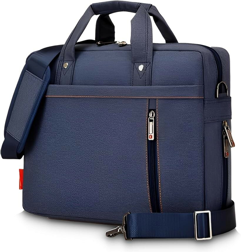 Attache Case - ヒ゛シ゛ネスハ゛ック゛ フ゛リーフケース 大容量 15.6インチ PC対応 マチ拡張 衝撃吸収 防水 耐摩耗 書類収納 肩掛け 手提げ (ネイビー)