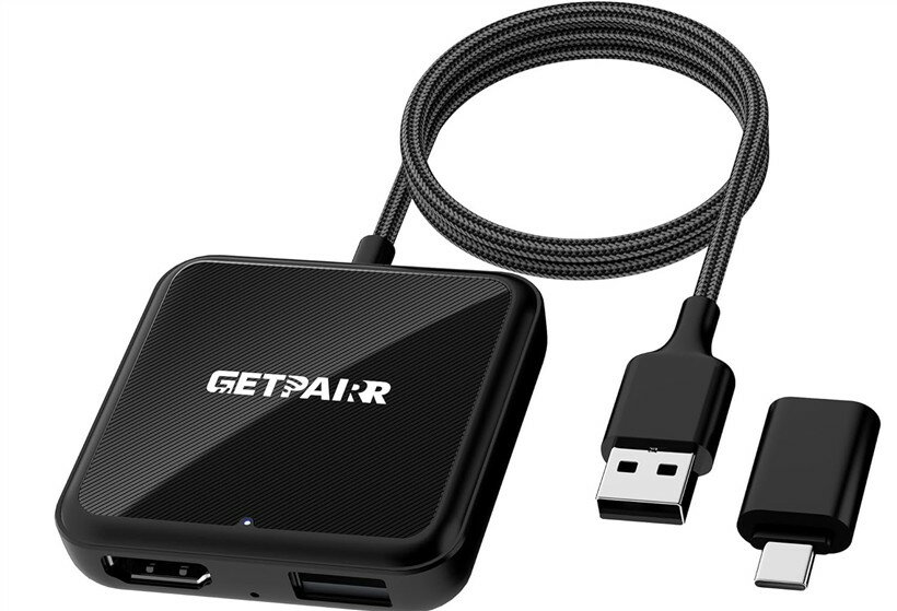 カーテレビメイト HDMI™入力 ワイヤレスCarPlay Android Auto対応・スマホミラーリング 4 in1 tv Mate Pro Max (ブラック, 約5.8x5.8x1.4cm)