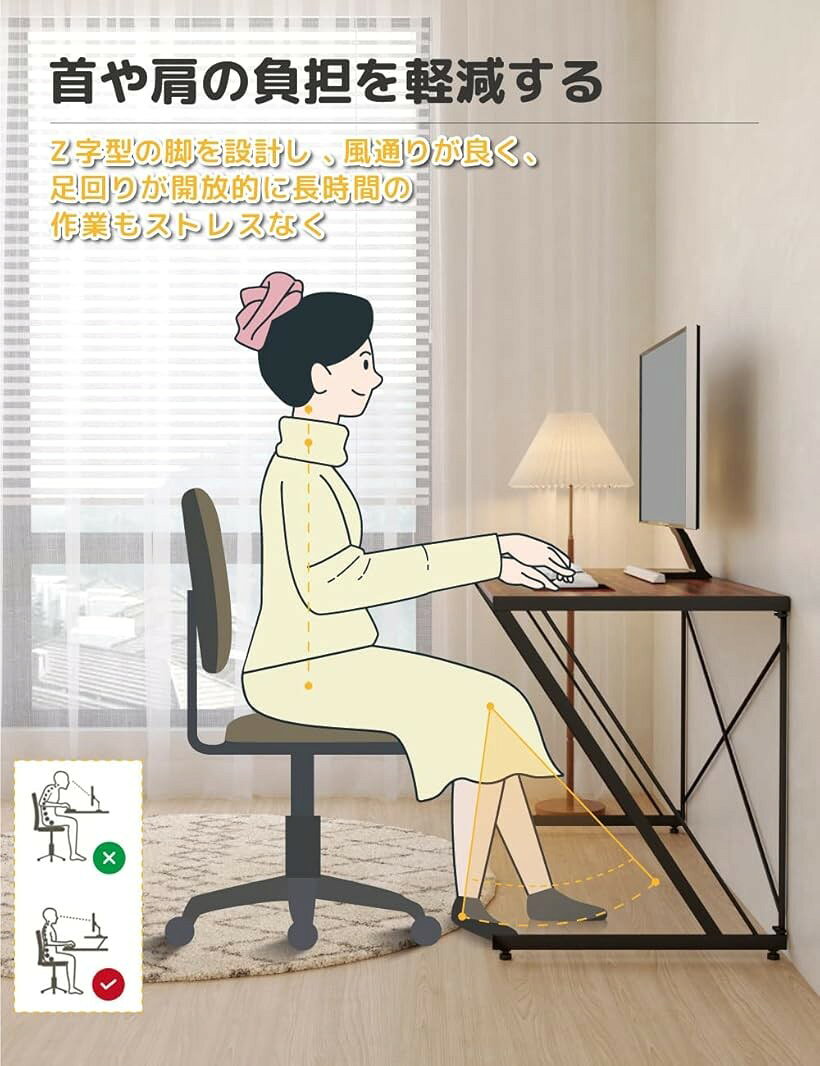 オフィスワークデスク リモートワークテーブル 机 在宅勤務 折りたたみ シンプルデスク 作業台 (AX ブラウン, 幅98cmx奥行50cm) [3]