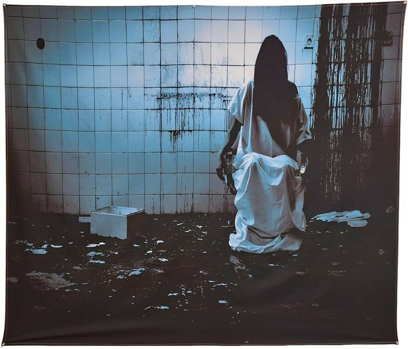 タペストリー 壁布 ホラー おばけ どっきり お化け屋敷 小道具 お祭り グッズ ハロウィン (Type4, 長さ160 cm x 幅130 cm)