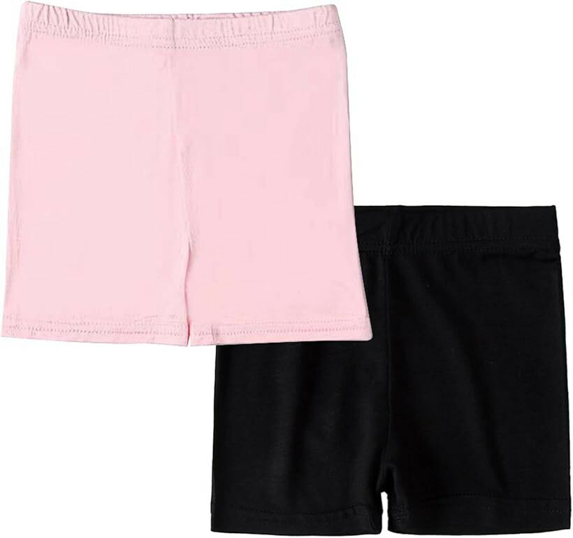 オーバーパンツ 2枚入 1分丈 伸縮性 ストレッチ 通学 スパッツ レディース キッズ (黒＆ピンク, 120)