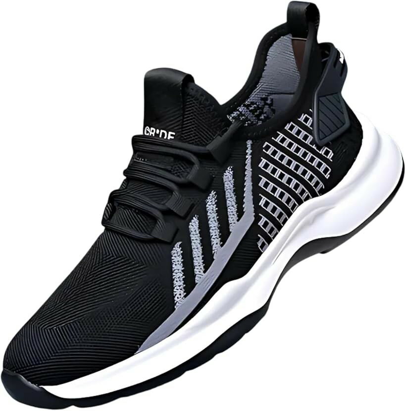 スニーカー メンズ スポーツシューズ ランニングシューズ ウォーキングシューズ ジョギング 軽量 歩きやすい おしゃれ 蒸れにくい 滑り止め (ブラック, 26.0 cm)
