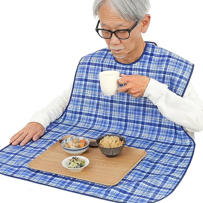 介護用エプロン お食事用エプロン 服も床も汚さない テーブルに掛けられる ワイド...