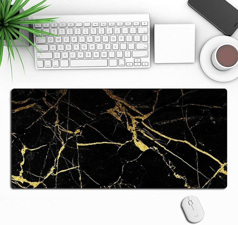 ゲーミングマウスパッド 大型 ロング 光学マウスパッド 大理石 300x800x2mm (マルチ, ブラック 大理石 P1)