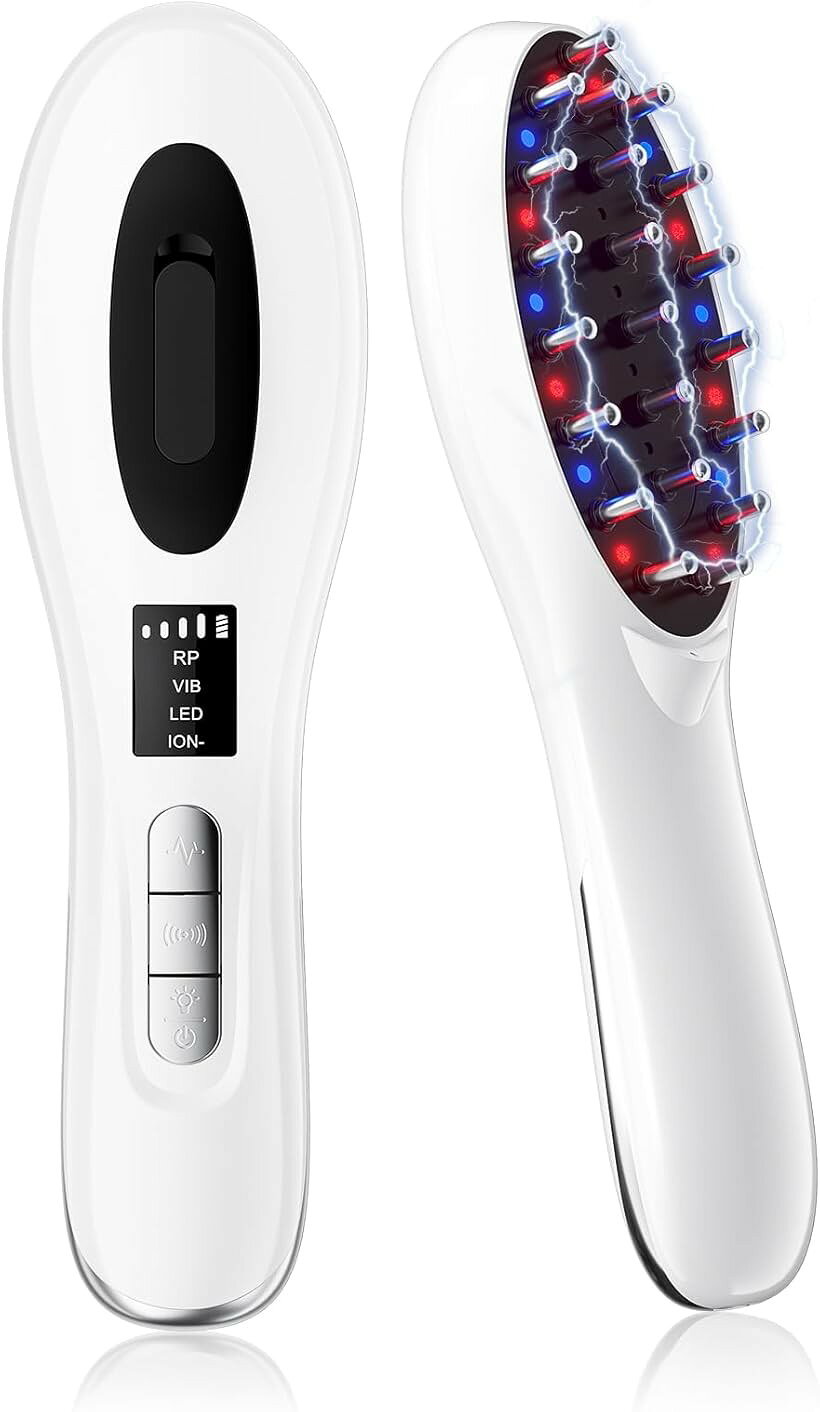 電気ブラシ ems 美顔器 リフトブラシ 頭皮ブラシ 電動 RF EP 3D振動 2色LED マイナスイオン 大容量液体ケース 美容液と併用 スポイト付 髪 頭筋 表情筋 美容家電 Type-C充電式 (ホワイト)