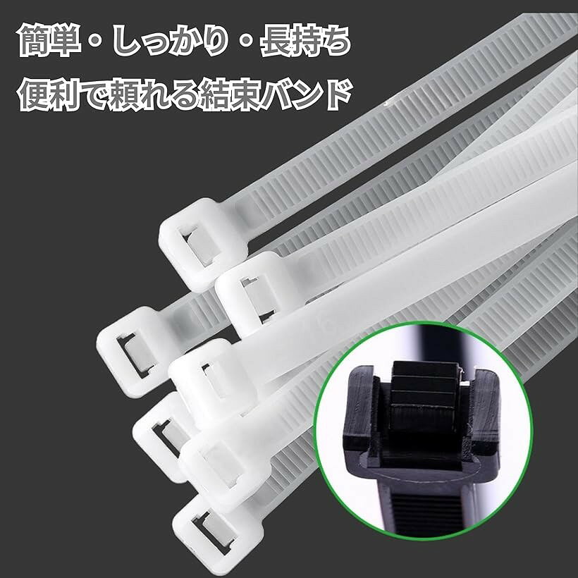 結束バンド ケーブルタイ 4x250mm 100本セット 室内 室外 配線整理 多機能 (ブラック)