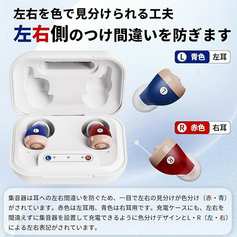 集音器 高齢者 しゅうおんき 最大16時間連続使用 充電ケース付き イヤホン型 目立...