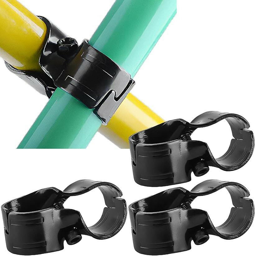 イレクターパイプ メタルジョイント アタッチメント 組み立て DIY ボルト付 (ブラック 4個セット, HJ-6 Φ28mm)