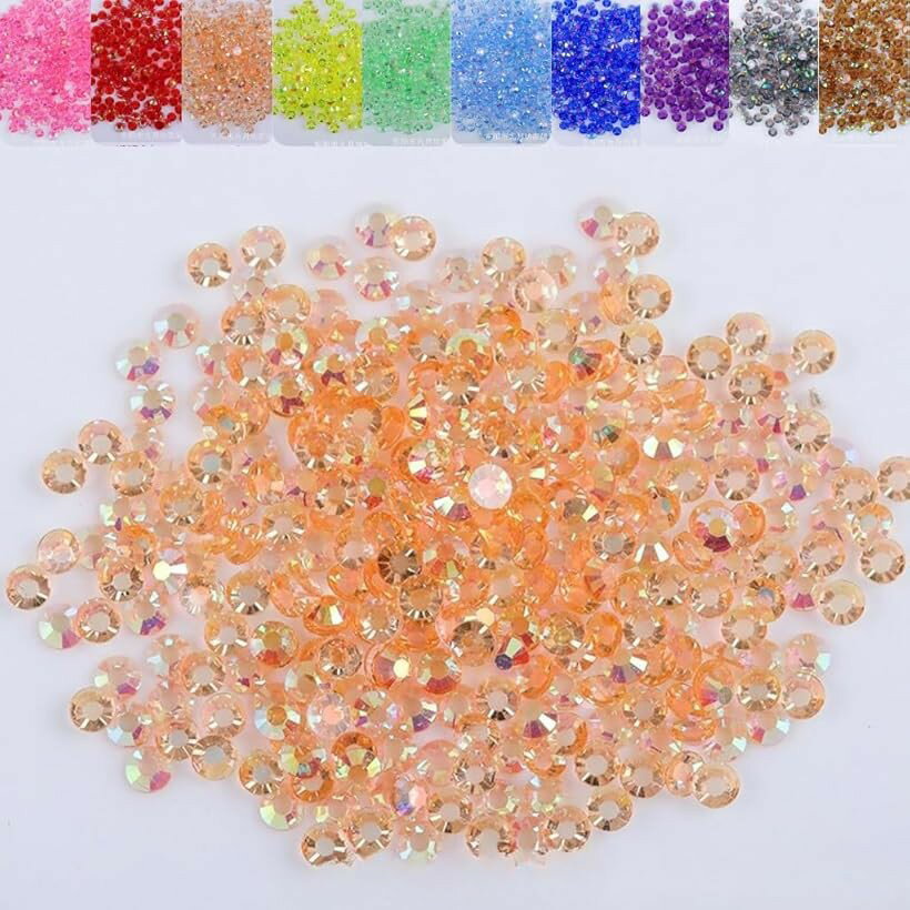 Manicure Supplies - ラインストーン 1000粒 透明クリア うちわデコ (オレンジ, 2mm)