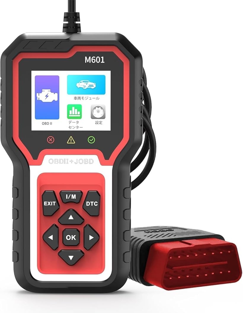 OBD2 + JOBD対応 診断儀 M601 トヨタ/ホンダ/レクサス/サイオン/アキュラ/日産/インフィニティ/マツダ専用 日本車対応故障コード読み取り・消去・全システムデータ解析 (黒赤です)