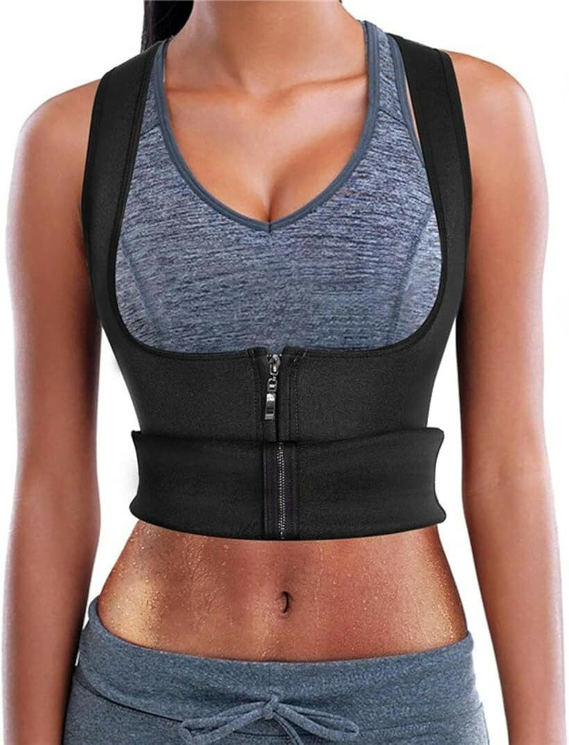 サウナスーツ レディース インナー ウェア 背中痩せ 背中引き締め 上着のみ (ブラック, XL)の商品画像