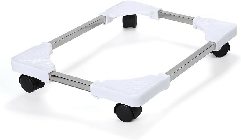 CPUスタンド PC デスクトップ用 キャスター付き 台車 調整可能 移動便利 多用途 パソコン台 熱対策 収納ラック (ホワイト)