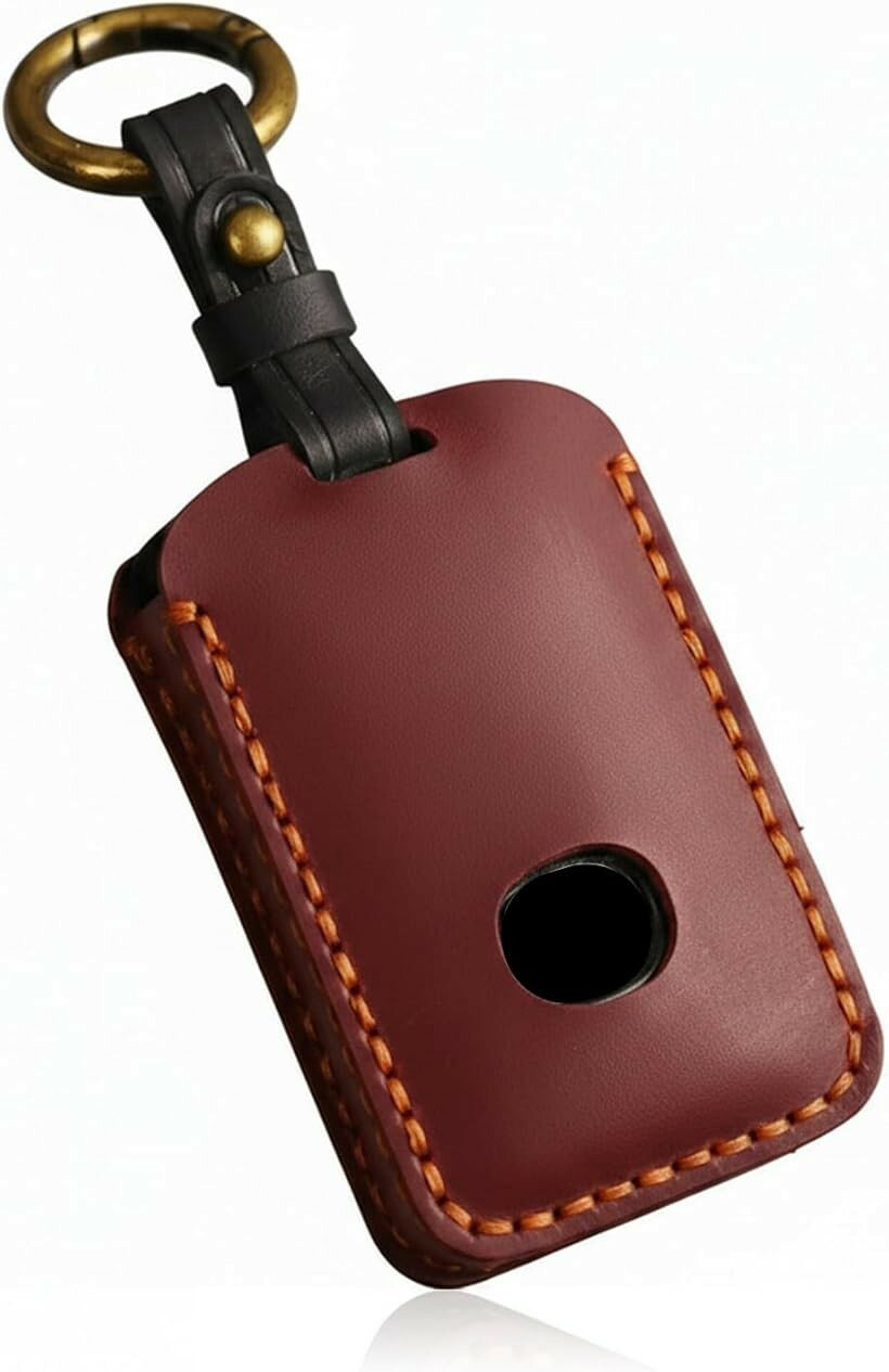 互換品 マツダ キーケース 本革 マツダ3 マツダ6 ロードスター アクセサリー CX3 CX5 CX8 CX30 MX30 CX60 CX80 (ワインレッド, 52mm x 15mm x 78mm)