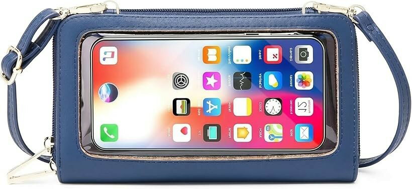スマホ 財布 一体型 ショルダーバッグ レディース 入れたまま操作 ポーチ 斜めがけ 大きめ (03:ブルー, 大きめ)