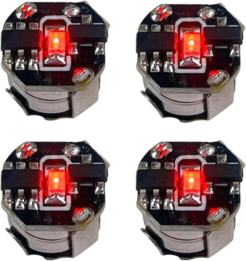 LED 電飾 超極小 磁気スイッチ 点灯 点滅 4個セット ボタン電池 LR621対応 ワイヤレス ジオラマ プラモデル フィギュア 磁石 照明 模型 (レッド)