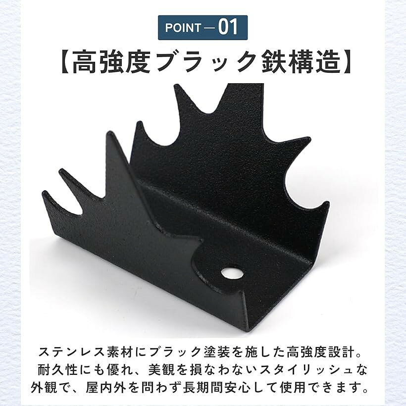 忍び返し 鳩避け 害鳥対策 防犯 柵 フェンス 野良猫対策 12個セット (ブラック) horiku-10328239 ホリック サンプル画像3