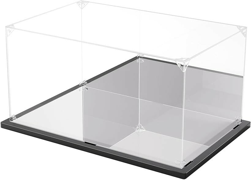 Showcases - フィギュアケース アクリルケース UVカット コレクションケース ディスプレイケース 組み立て簡単 頑丈 汚れ防止 手袋 クリーニングクロス付き (背面ミラー+台座ミラー, 幅30x奥行20x高さ15cm)