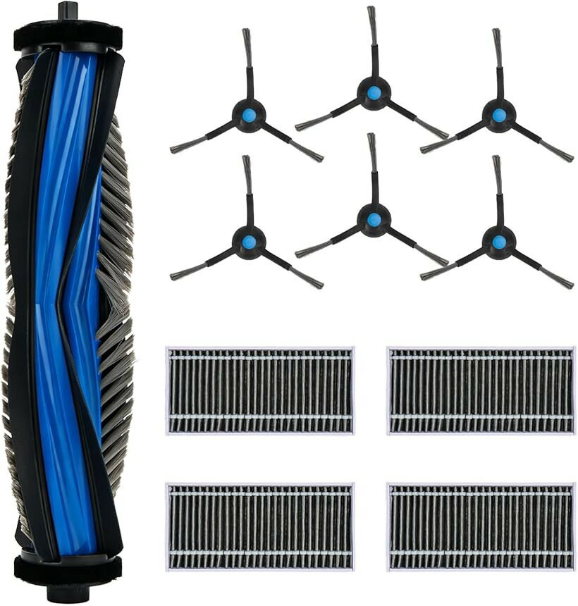 互換品 エコバックス対応 消耗品 11点入り Ecovacs deebot N30 PRO OMNI/N30 PLUS/N30 ロボット掃除機交換用消耗品 アクセサリーセット (ブラック, 11)