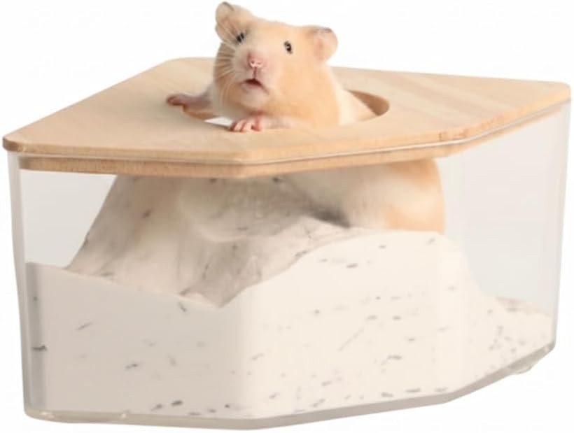 ハムスター トイレ 容器 コーナー 飛び散り防止 ゲージ 多機能 小動物 砂場 遊び場 換気 (クリア1個)