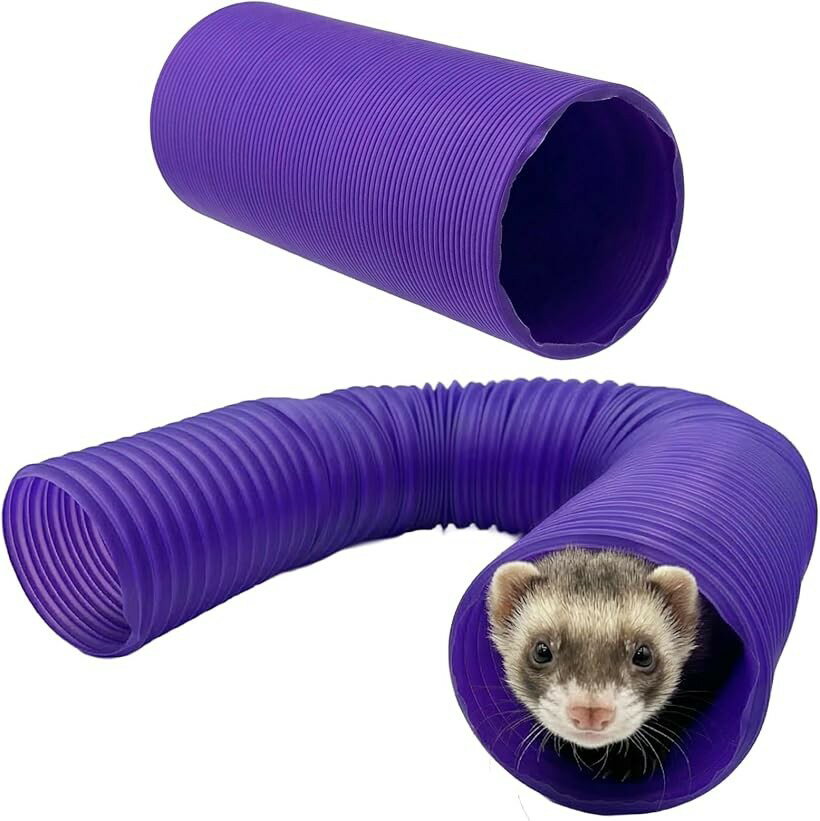 フェレット おもちゃ トンネル 小動物おもちゃ ジャバラトンネル 直径10cm 長さ80cm ハムスター 迷路 パイプ あそび道具 モモンガ ハリネズミ ホワイト (パープル)