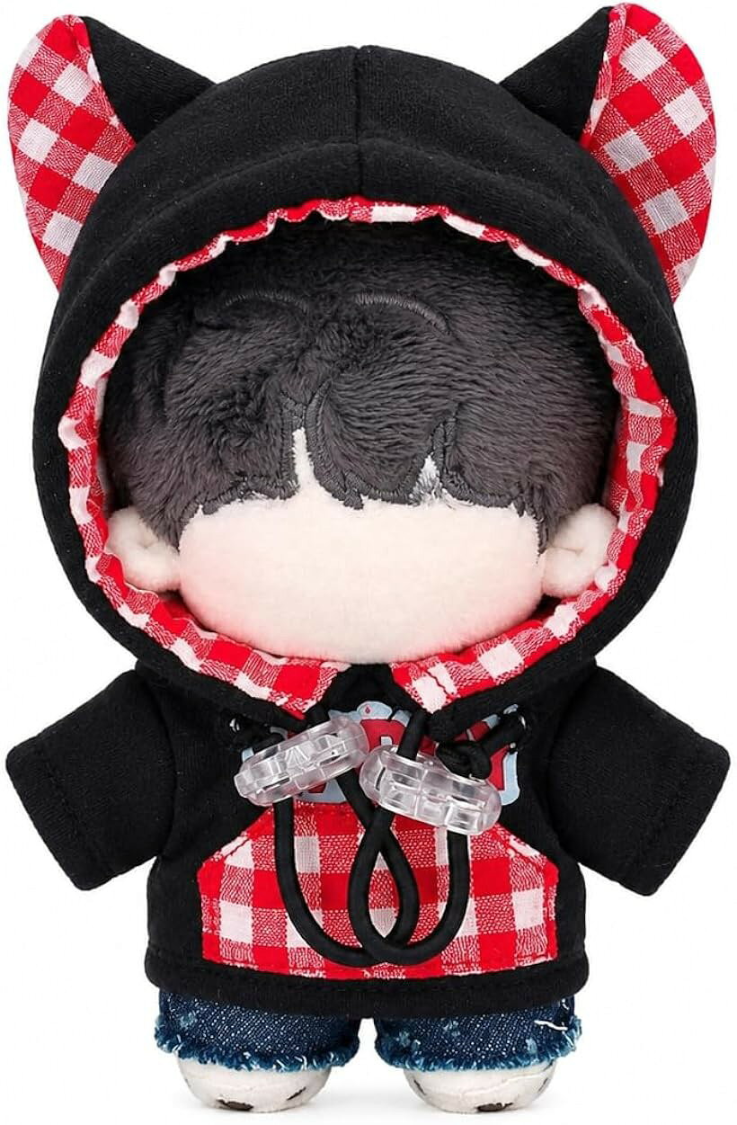 ぬい服 猫耳パーカー デニムパンツ ぬいぐるみ 人形 (B, 約10～15cm)