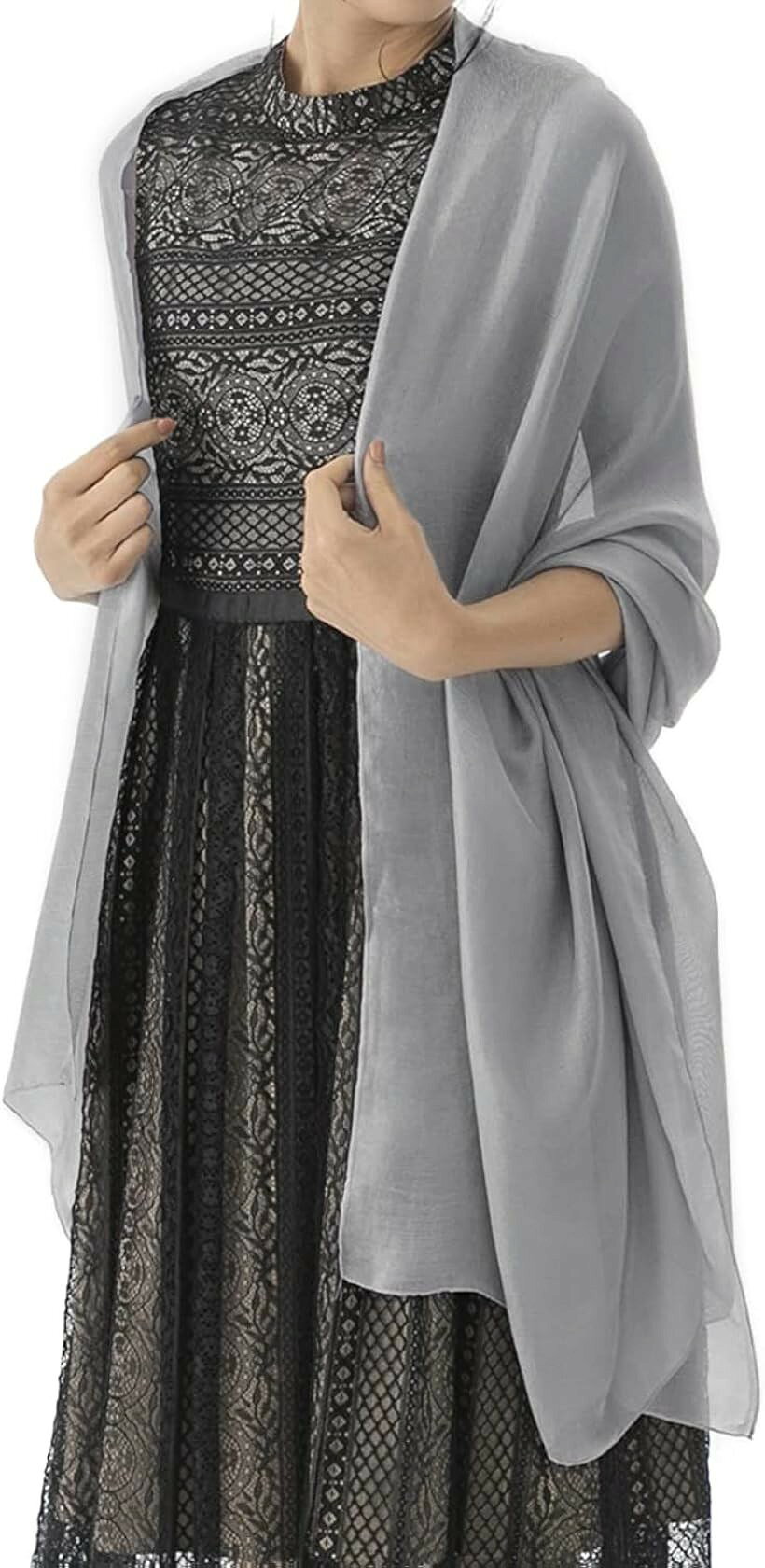 For Women - 大判 パーティー ストール ショール マフラー 結婚式 レディース 3タイプ 冷房対策 エスニック シトラス お呼ばれ 秋 冬 マタニティ 羽織り ラメ 花柄 (シルバー / 069, Free Size)