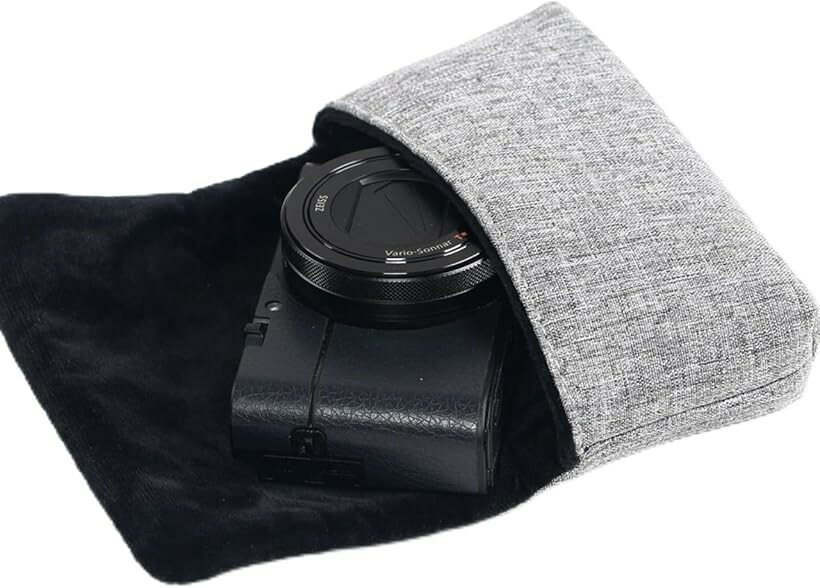 CANON - デジカメケース コンデジ ソフト デジタルカメラ 収納ポーチ キャンバス調 Sony RX100 Ricoh GR Canon PowerShot (グレー)