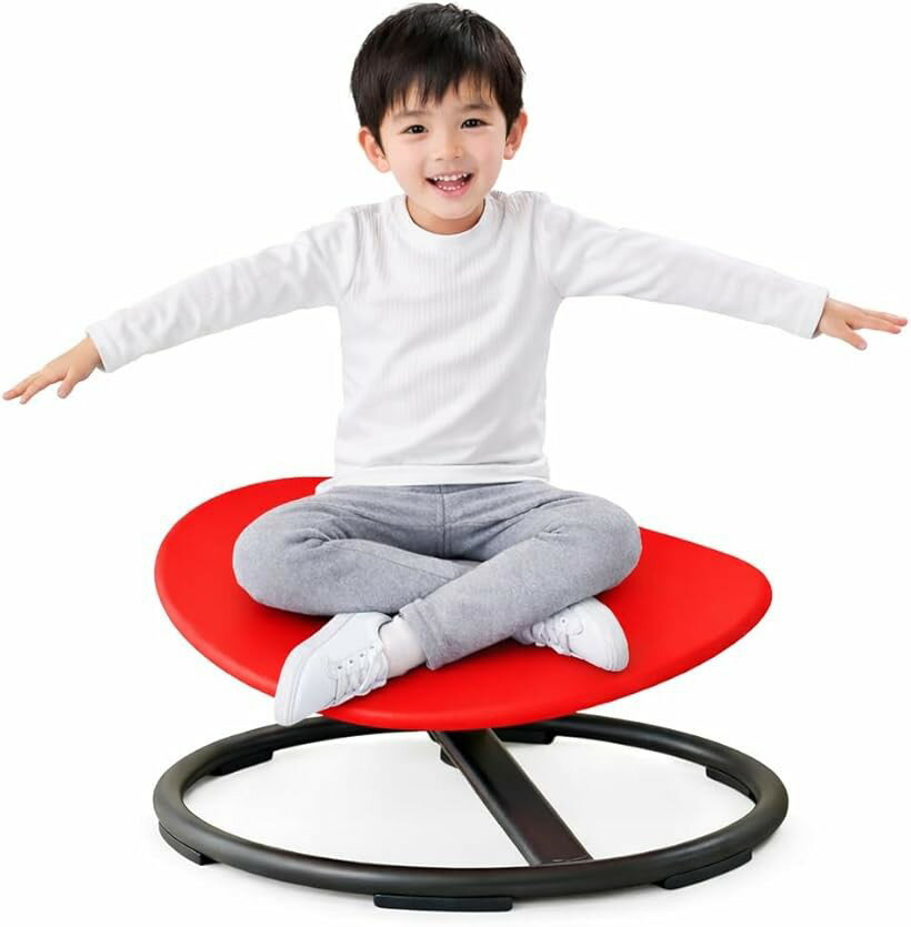 Other - 回転バランスチェア 子供用 スピンチェア 360度回転 室内遊び 知育玩具 バランス感覚トレーニング 組立簡単 日本語説明書付き (レッド, 大型)