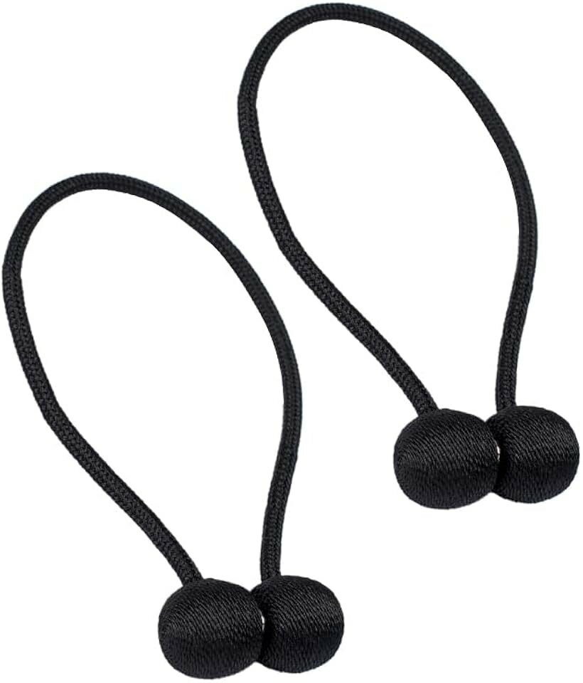 Tassels - カーテン タッセル 2個セット マグネット 磁石 ふさかけ 留め具 アクセサリー ホルダー インテリア シンプル ドレープ 雑貨 おしゃれ (ブラック, 小)