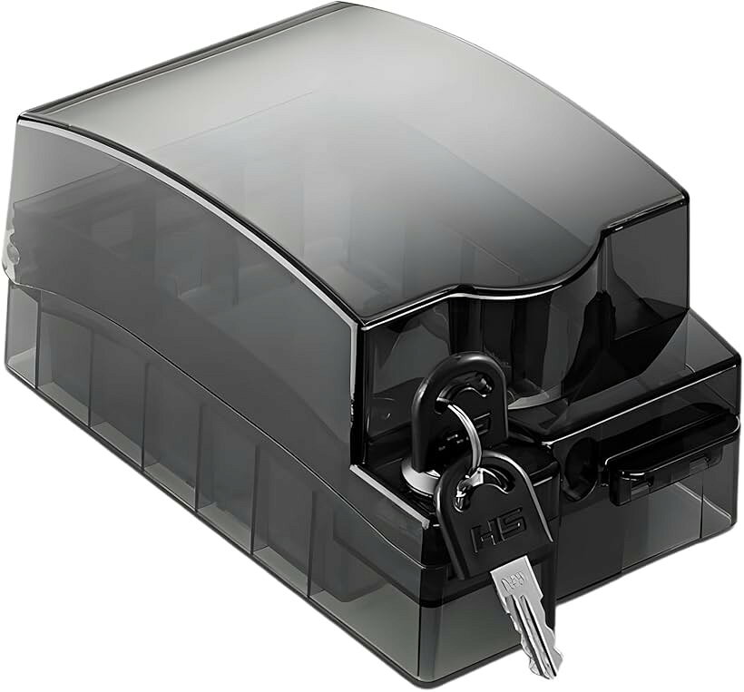 コンセントカバー コンセント隠し 赤ちゃん コンセントガード 防水 プラグカバー 電源カバー 施錠可能 被せるだけ (クリアブラック, クリアブラック 厚み8.5mm)