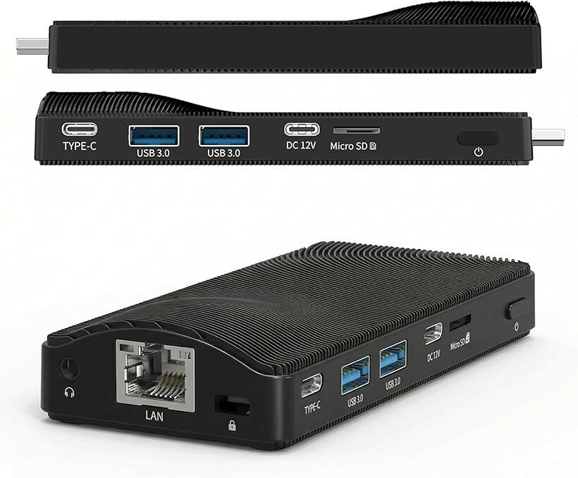 有線LAN搭載スティックPC 4GB 64GB Windows 11 Pro Celeron N4100 小型PC Gigabit RJ45ポート 4K 2画面同時出力 フル機能Type-C ファンレス 静音 (N4100 4GB 64GB)