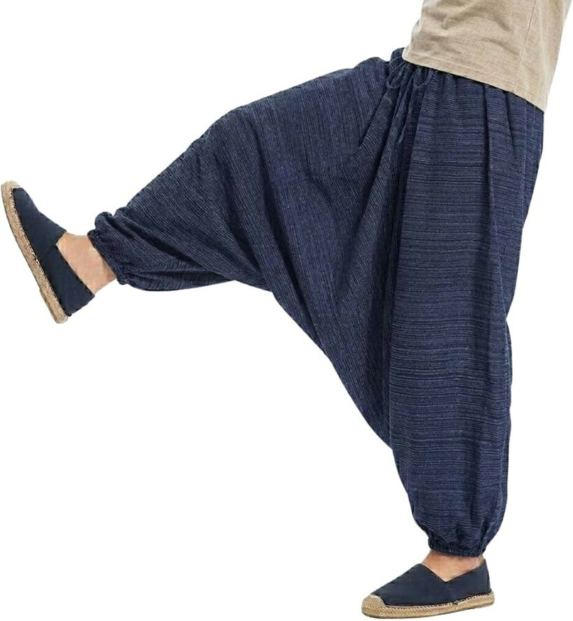 エスニック　バールンパンツ　天然コットン　藍染　新品　タイ製B80 エスニック バールンパンツ 天然コットン 藍染 新品 タイ製B80