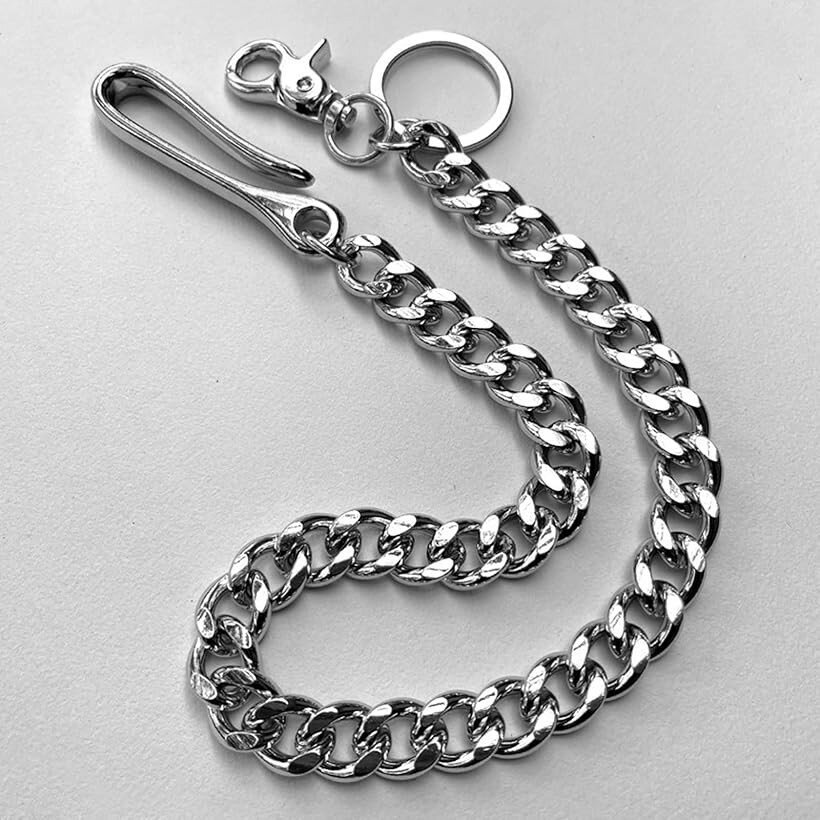 ウォレットチェーン 喜平チェーン メンズアクセ サイフチェーン シルバーカラー 約50cm S字フック ベルトループ対応 落下防止 盗難対策 カジュアル ロック系