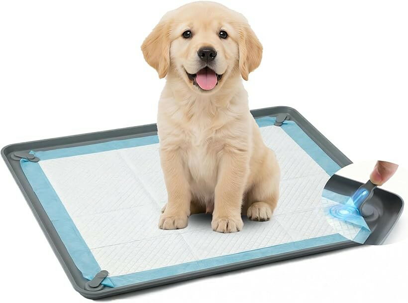 廁所容器 - 犬 トイレトレー トイレマット シリコンマット マグネットで固定 四隅固定 シーツがズレない 滑り止め 漏れ防止 洗える 床汚れ対策 お手入れ簡単 トイレトレーニング (グレー, XL（65x93cm）)