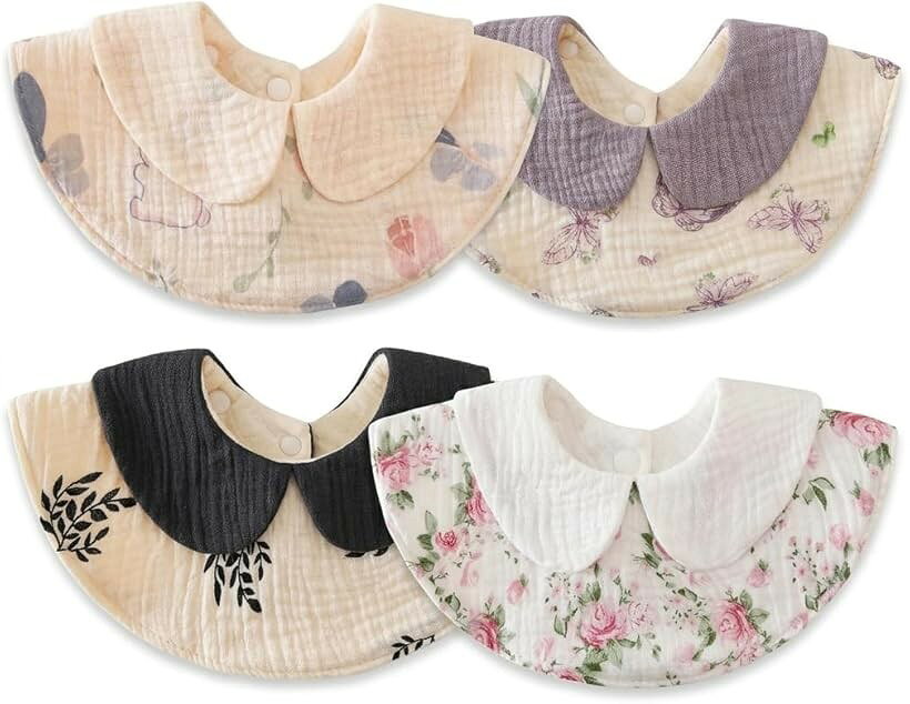 mono-deco よだれかけ スタイ 4枚セット 綿100% お出かけ用 おしゃれ 食事エプロン...