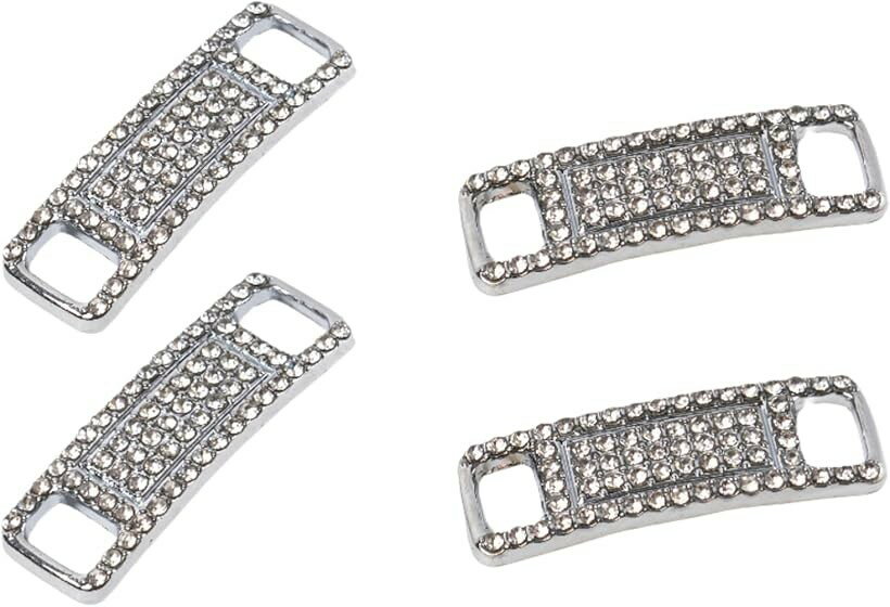 スニーカーチャーム シューレース 靴ひも アクセサリー 装飾 4個セット (シルバー, 3cm)（楽天・ホリック）