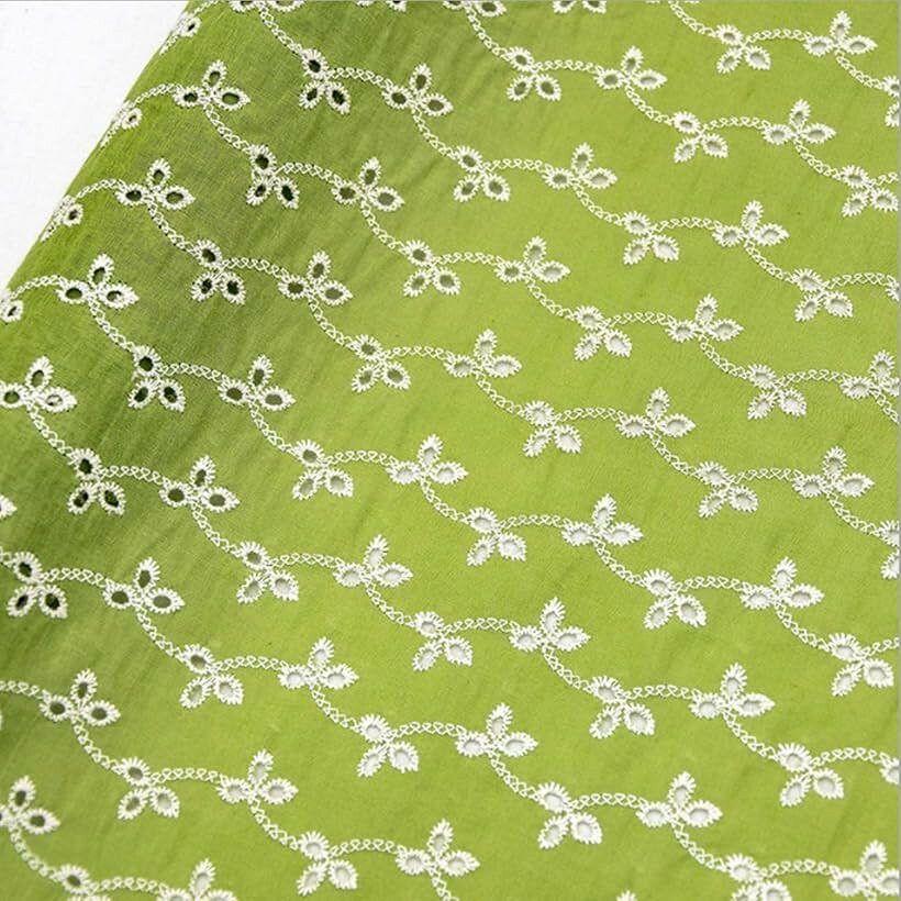 カラー コットン 刺繍 レース 生地 手芸用 布 約1m 幅135cm裁断済み (緑) horiku-10043413 ホリック パッケージ画像