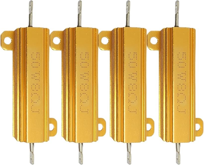 メタルクラッド抵抗 50W 巻線 抵抗器 ネジ穴付き 真空管アンプ ダミーロード ハイフラ防止 LED アルミニウム 4個 (50W｜8Ω) horiku-10159111 ホリック パッケージ画像
