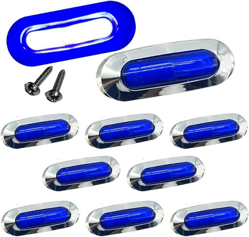 サイドマーカー led マーカーランプ 12v 24v 汎用 4連 トラック トレーラー 防水 車幅灯 カスタム (ブルー)