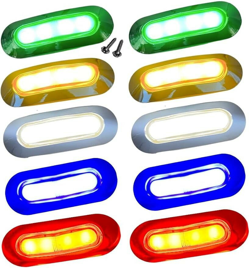 サイドマーカー led マーカーランプ 12v 24v 汎用 4連 トラック トレーラー 防水 車幅灯 カスタム (ミックス)