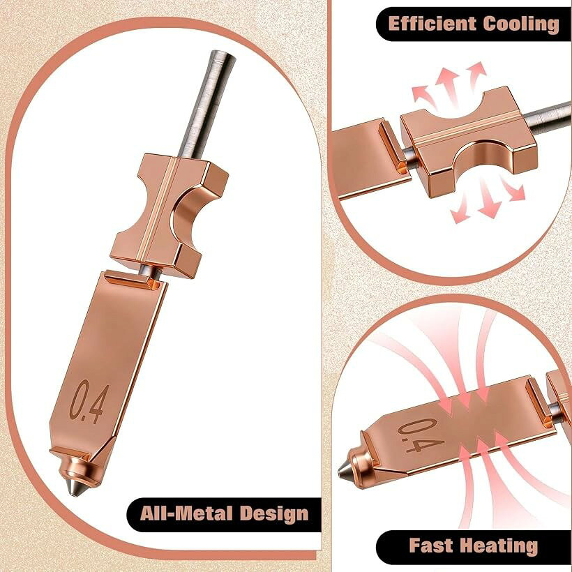 ホリックの0.4mm AD5X ノズル ホットエンド ノズルキット3Dプリンター用 クイック交換式 ホットエンド加熱ブロックコンポーネント (0.4mm)｜アングル2