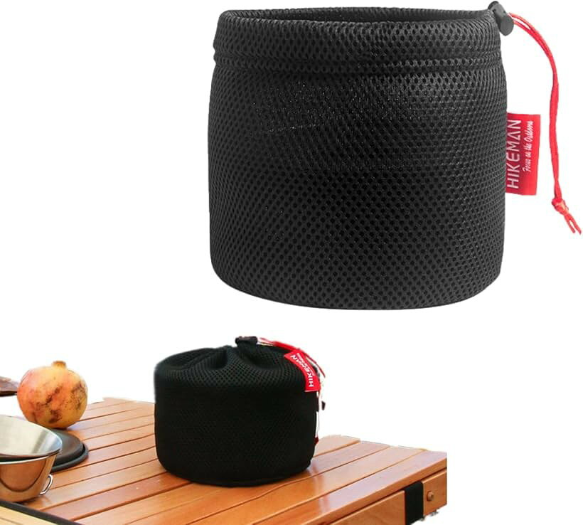 Cookware Organizer, Camping Cooking Utensil Storage, Picnic Bag, Dish Storage, Hiking, Outdoor Cookware Case, Kitchen Convenience (Black, 22x25cm)